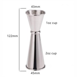 Secura Japanese Style Double Jigger, 304 Stainless Steel Cocktail Jigger, 1oz and 2oz Alcohol Measuring Cup for Bar Home Bartender Party