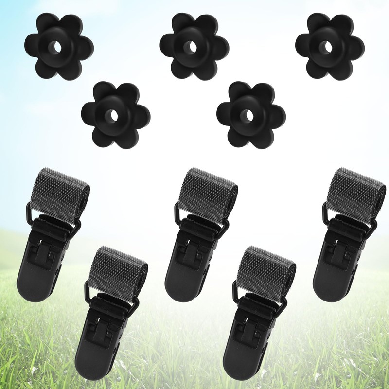 lasuroa 10pcs Garden Flag Clips & Stoppers, Plastic Windproof Stand