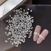 100Pcs Shiny Silver Rectangular Zircon Nail Rhinestones, 0.059×0.118 Inch Mini