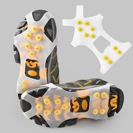 Light Ice Snow Grips Cleat Crampons Over Shoe Boot Traction Cleat Slip-on Stretch Footwear (Transparent, X-Large)