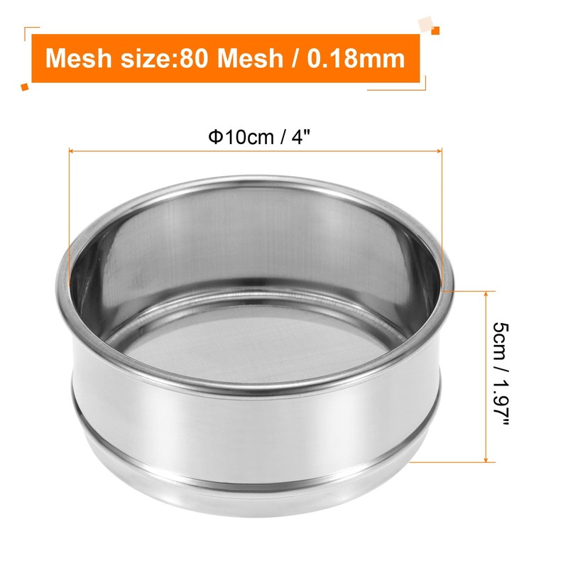 PATIKIL 80 Mesh Lab Sieve 4" Diameter Test Sieve 304