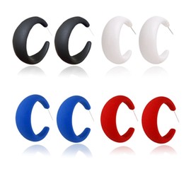 WCRAZYE Colorful Acrylic Chunky Hoop Earrings for Women Lightweight Exaggerated Geometric Earrings Minimalist Earrings Retro Neon Earrings StatementJewellery (4 Pairs Chunky A)