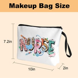 Colorful Nurse 2 Packs Canvas Makeup Bag with Nurse Keychain for Women Nurse Student, Best 2025 Nurse Gifts for Nurses Week Graduation Christmas Thanksgiving Birthday, RN/EN Nurses Retirement Gifts