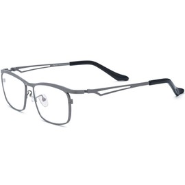 FONEX Pure Titanium Glasses Frame Men Square Eyeglasses Optical Eyewear F85775 (F85768 Grey, Clear)