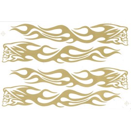 by soljo SKULL Fire Flame gold Dead Decal Sticker Tuning Racing Sheet Size: 27 x 18 cm for Car or Motorbike