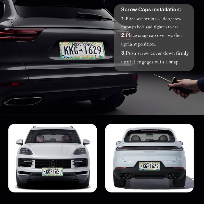 Elegant Faux Floral License Plate Frame - Unobstructed Narrow-Edge 2