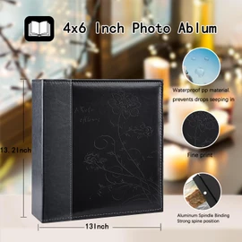 Artmag Photo Album 4x6 600 Pockets Photos, Leather Cover Large Picture Albums Holds 600 Horizontal and Vertical Photos for Family Anniversary Wedding (Black)