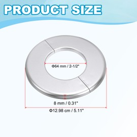 PATIKIL Wall Split Flange 2.52" (64mm),ABS Round Self-Adhesive Escutcheon Plate Buckles Water Pipe Cover for Kitchen Bathroom Arm Pipe Faucet Decoration, Silver