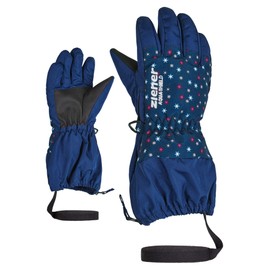 Ziener Levio AS 801976 Girls' Ski Gloves, Winter Sports, Waterproof, Breathable, Snowflake Print, 92 cm