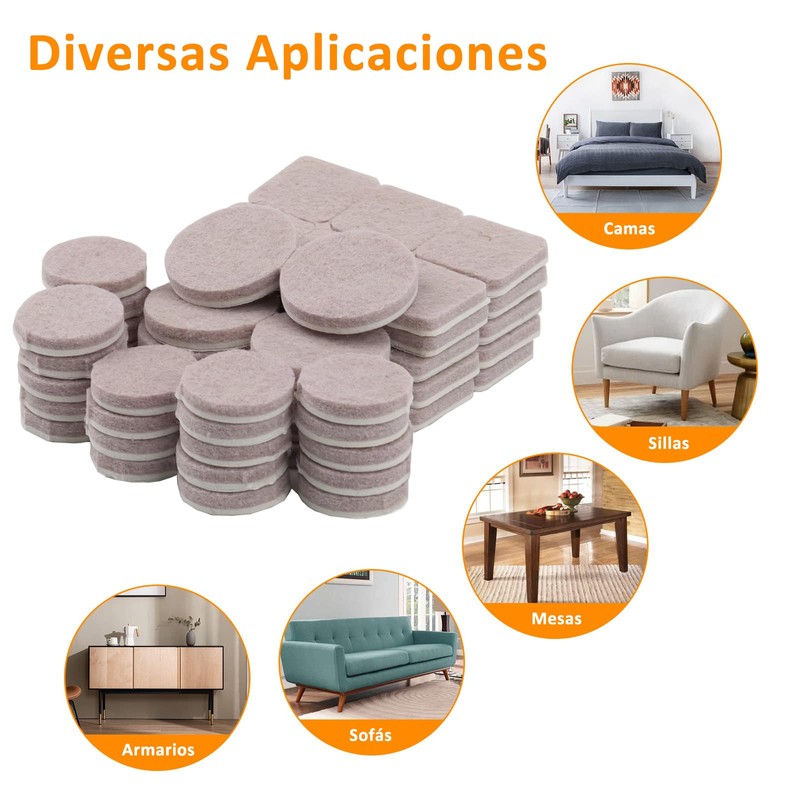 KITCHEN CHOICE Almohadillas para Muebles,100Pcs Almohadillas de Fieltro Autoadhesivas para