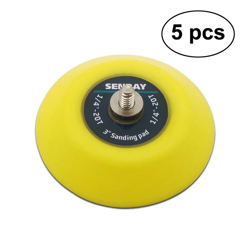 SENRAY 5Pcs 3-Inch Hook and Loop Backing Pad Sanding Pads