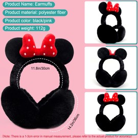 Cute Bowknot Earmuff, Cartoon Plush Winter Warm Ear Muff Outdoors Ear Muffs for Women Girls Ear Cover Anti-Cold Ear Protector (Pink)