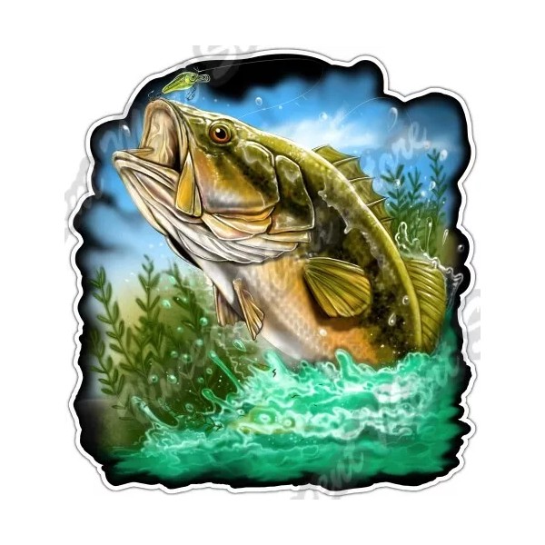Bass Wildlife Fish Fishing Lure Fisherman Car Bumper Vinyl Sticker
