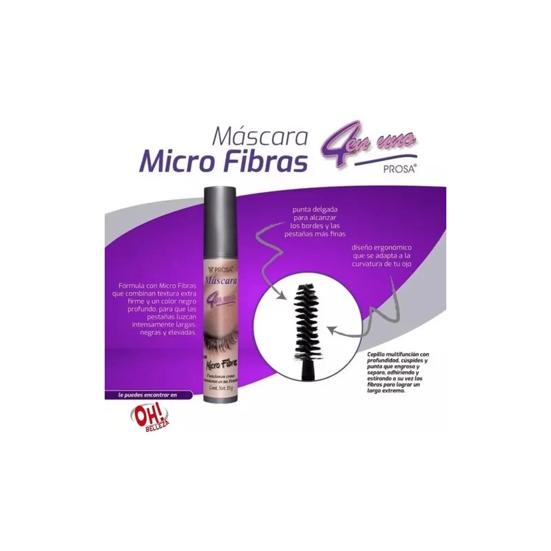 Rímel Prosa Mascara De Pestaña Micro Fibras Tapa Plata