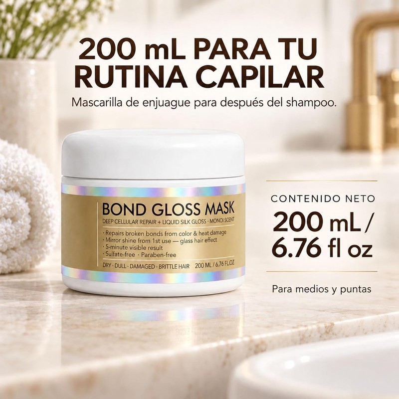 Mascarilla Bond Gloss, Hidratación Intensa con Tecnología Bond Repair 200ml