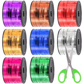 Glarks 9pcs 800 Yards Curling Ribbon Set, 8 Farben 1/5" Breite Crimped Ballon Ribbon String Wrapping Curling Ribbon Weihnachtsband mit Schere für Holiday Wrapping Dekoration