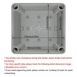 LeMotech Junction Box IP67 Waterproof Dustproof ABS Plastic Project Box for Electrical Outdoor Enclosure Gray 4.9 x 4.9 x 3.9 inch (125 x 125 x 100 mm),2 Pack