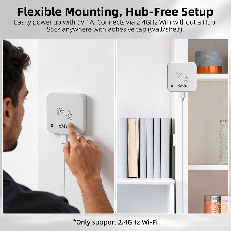 eMylo WiFi Presence Sensor 1 Pack 24GHz mmWave Radar with