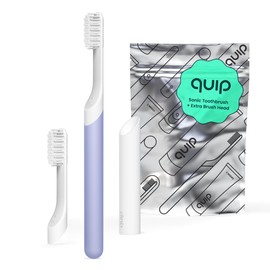 quip Sonic Toothbrush for Adults with Timer - Includes Extra Brush Head and Travel Cover Mount - Electric, Soft Bristle Refill Head, Plastic Handle, 3 Month Battery Life - Travel Toothbrush - Lavender
