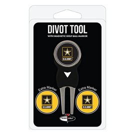 Team Golf Military Army Divot Tool Pack with 3 Golf Ball Markers Divot Tool with 3 Golf Ball Markers Pack, Markers are Removable Magnetic Double-Sided Enamel