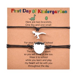 VGROSIA Back To School Gifts Cute Dinosaur Matching Bracelets First Day Of School Gifts For Son Daughter (2PCS)