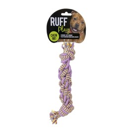 Ruff Play TPR/Rope Dental Bone Dog Toy, Medum, Purple - Teething Toys, Durable Dog Chew Toys, Rubber Chew Toys, Dog Rope Toy for Teeth Cleaning, Aids Dogs Dental Health