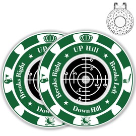 Golf Green Reader, 2 Pack Ball Marker for Putting Green with High Precision Horizontal Bubble, Golf Accessories Putt Aid Tool with Hat Clip, Present for Men Women (2 Pcs GreenBlack)