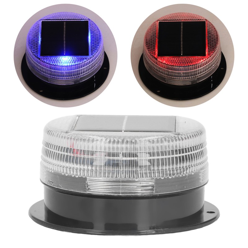 Solar Warning Light 6 LED Beads Red Blue Alternate Waterproof