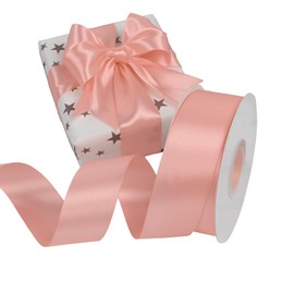 Simplegoal Double Face Peach Satin Ribbon 1-1/2 Inch X 50 Yards Polyester Ribbons for Gift Wrapping Fabric Ribbon for Crafts Flower Bouquet Hair Arts Wedding Party Decoration