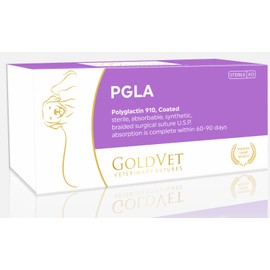 GoldVet Polyglactin 910 Veterinary Suture 4-0, 3/8 Round 24mm Reverse Cutting Needle (Comparable to Vicryl), 35"