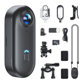 JANLOVE 4K Mini POV Body Camera, 64GB Action Snap Body Cam, Wearable Sports Necklace Personal Thumb Magnetic with Audio and Video Recording, Clip on for Shirt, Work, Travel, Pet Walking