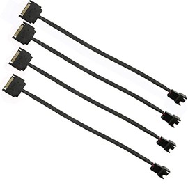 FBHDZVV 4Pcs SATA Power Splitter Y Cable 1 to 1 15 Pin Male SATA to Sleeved 3 Pin/4 Pin PMW 12V PC Case Fan Power Supply SATA Connector Cable for Computer Cooler Cooling Fan Extension Adapter Cable