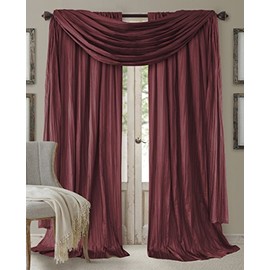 Elrene Home Fashions 26865855180 Window Curtain Drape Rod Pocket Panel, Set of 3, 52" x 84", Red, 52"x84" (2 1 Valance