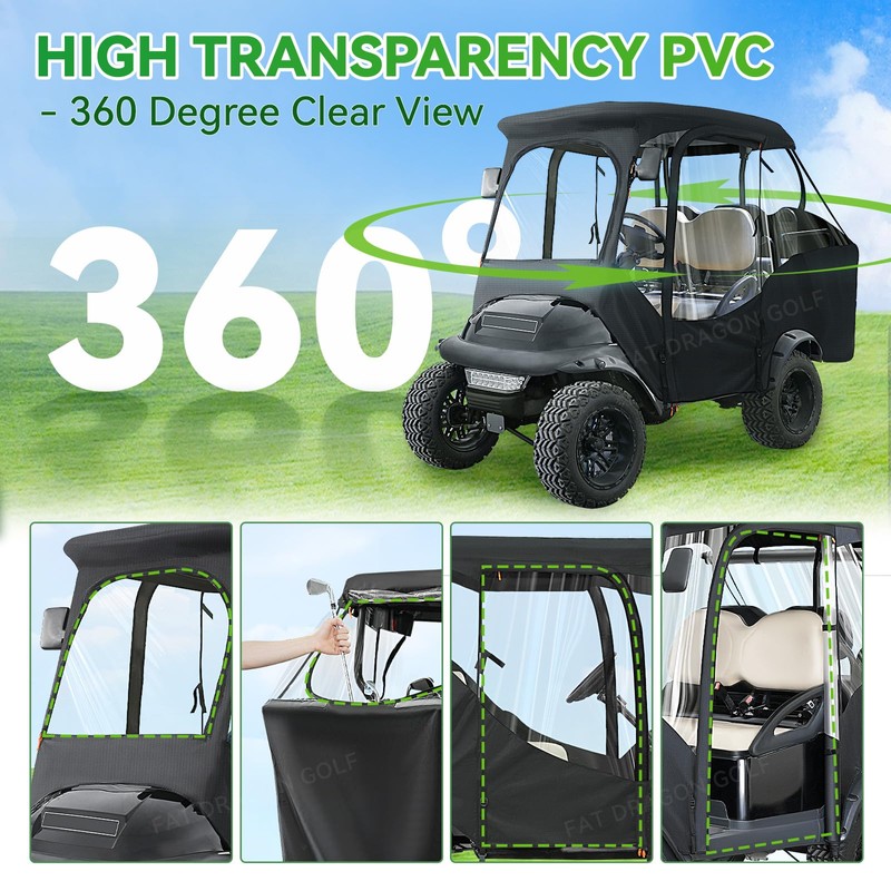 Panglong 4 Passenger Club Car Precedent Enclosure, 600D Polyester Golf
