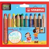 Stabilo Woody 3-in-1 Colouring Pencil, Watercolour and Wax Crayon 10