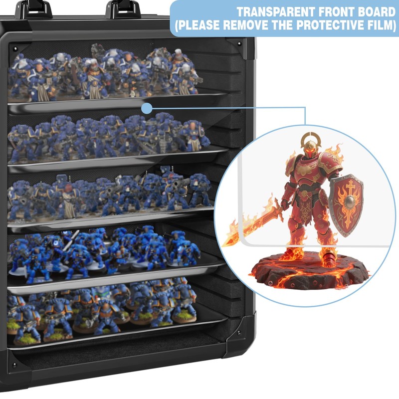 WELIDAY Miniatures Storage Case Miniatures Transport Case Aluminum Alloy Frame