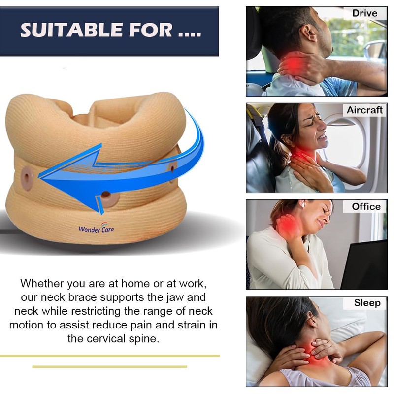 WC- Soft Cervical Collar Adjustable Collar Neck Support Brace, Neck