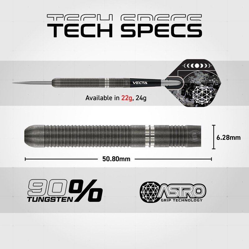 WINMAU Darts Callisto 22g 90% Professional Tungsten Steel Tip Darts