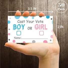 Antgiftshop Gender Reveal Party Voting Cards, Baby Shower Game, 50 Cards, Pink and Blue, 3.5 x 2 Inches