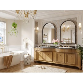 Mestikits 24" x 36" Arch Mirror for Bathroom, Black Arched Wall Mirror, Vanity Mirror Black Metal Framed, Arch Mirrors for Living Room Bedroom Entryway Fireplace Decor