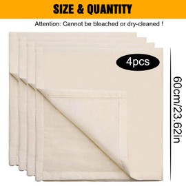 FINEASY Cheesecloth Linen Cloth 60 x 60 cm Cotton Filter Cloth Washable and Reusable Cheesecloth for Homemade Cheese (Pack of 4)