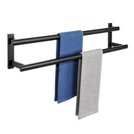 SAYAYO Double Towel Bar for Bathroom, 31.5 Inch Matte Black Bath Towel Rack Towel Holder Wall Mounted, SUS304 Stainless Steel