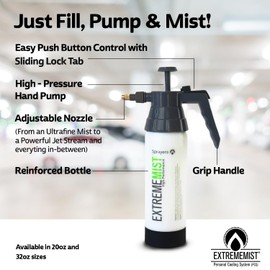 ExtremeMIST High-Performance Automotive Sprayer - Handheld Pump Sprayer for Interior & Exterior Detailing - Portable Mister with Adjustable Nozzle - Continuous Ultrafine Mister for Car Washing - 32 Oz
