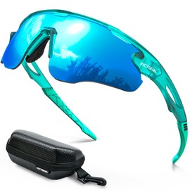 Victgoal Occhiali da ciclismo con lenti polarizzate, protezione UV400, antiriflesso, da corsa, unisex, montatura TR90, ultraleggeri, per sport all'aria aperta, ciclismo, corsa (blu)
