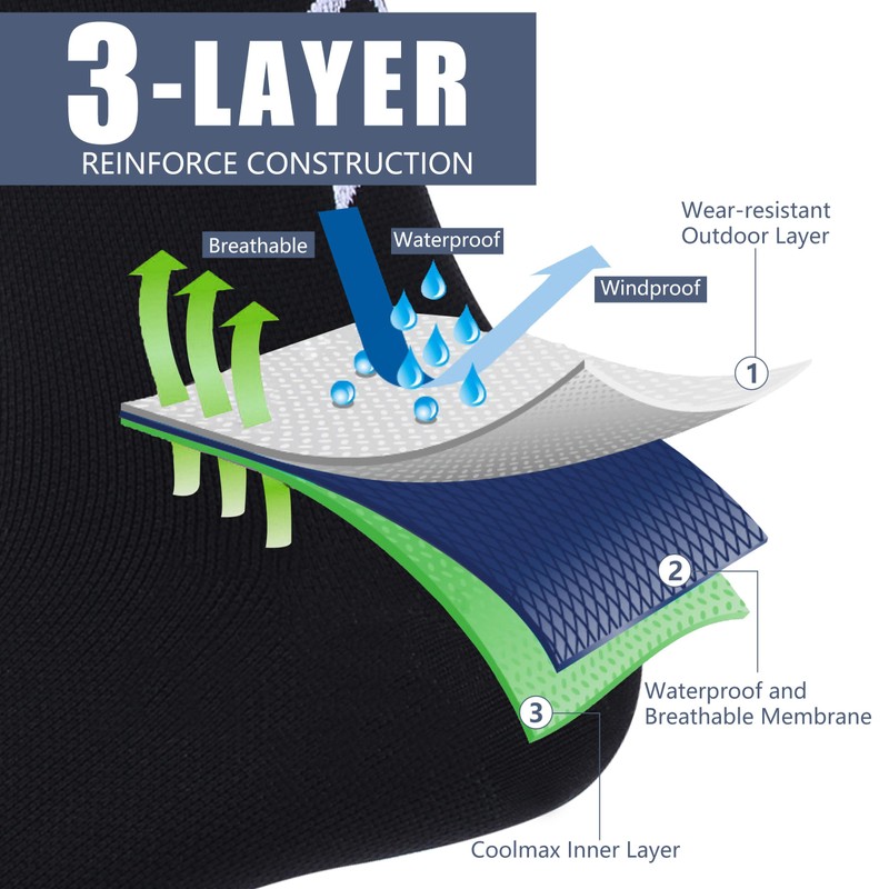 Agdkuvfhd Waterproof Hiking Socks, Men Women Warm Breathable Neoprene Skiing
