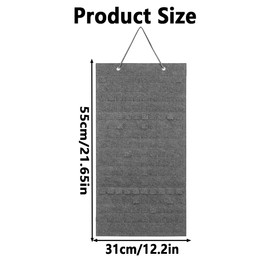 1Pcs Hanging Brooch Pin Organizer Felt Rectangular Pin Badge Display Pin Display Board Brooch Collection Storage Holder or Enamel Pins Buttons and Label (Grey, 170 Check)