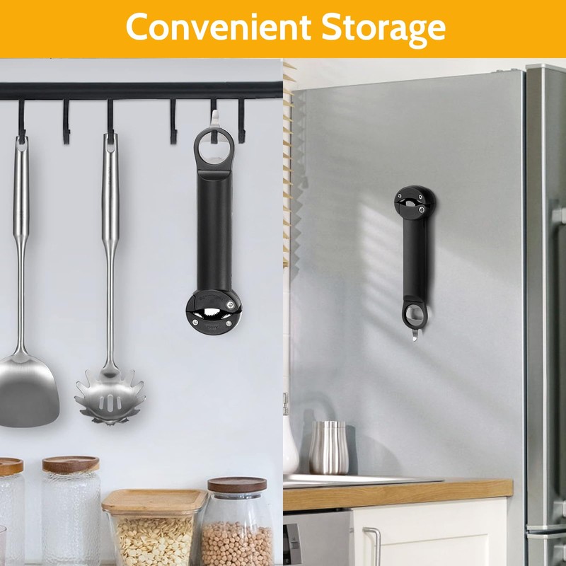 KEOCS Multifunctional Retractable Jar Opener, Manual Can Opener, Adjustable, Black