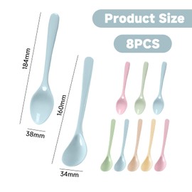 Pack of 8 Plastic Spoons, Spoons with Long Handle, Cute Spoons, Children's Spoons, Kitchen Utensils, Durable Tableware Spoons