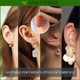 HANGINTHERE Clear Rubber Earring Backs for Studs and Heavy Earrings,Droopy Ears,14K Gold, 4 * 5 mm / 0.15 * 0.19 in，12Pcs