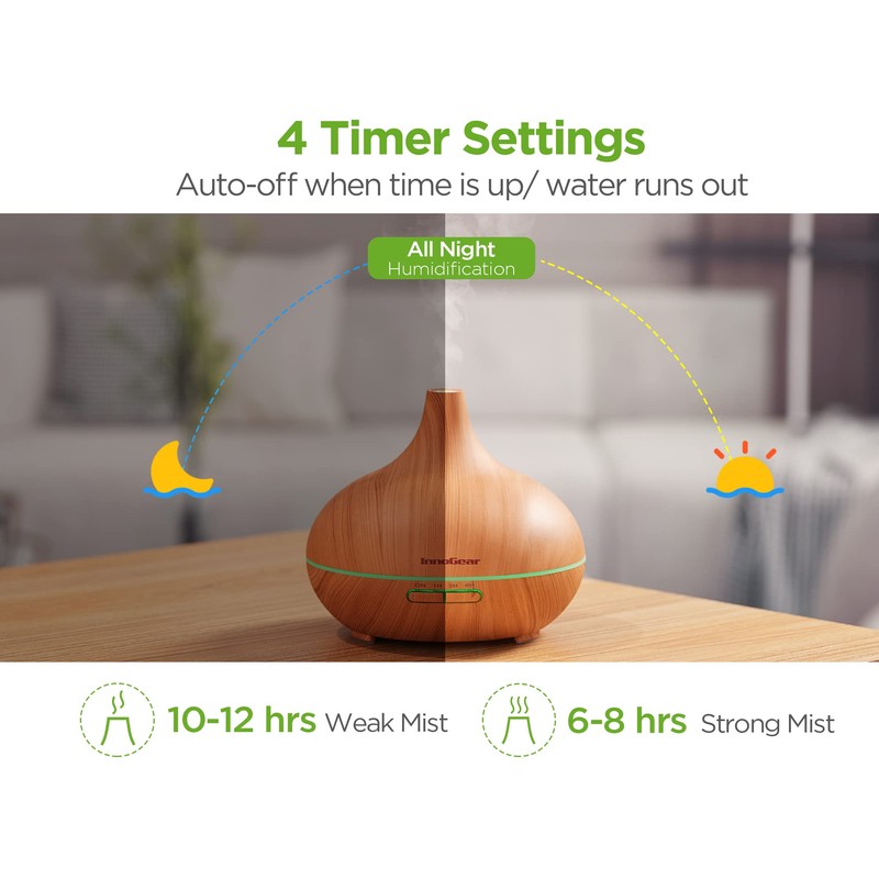 InnoGear Aromatherapy Diffuser & 10 Essential Oils Set, 400ml Diffuser